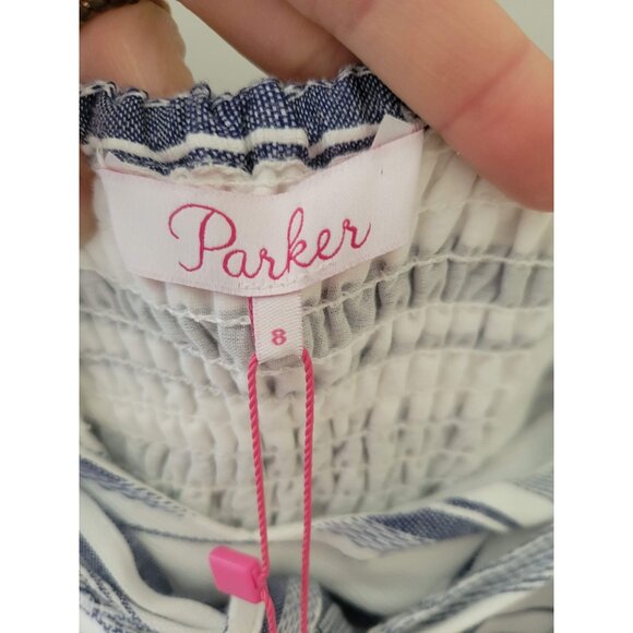 Parker Bahama Aquarius Stripe Off the Shoulder Dress size 8 NWT - Picture 3 of 5